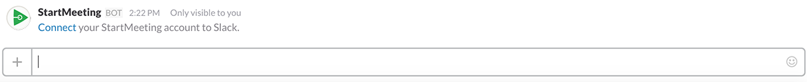 Slack prompt to login to StartMeeting account